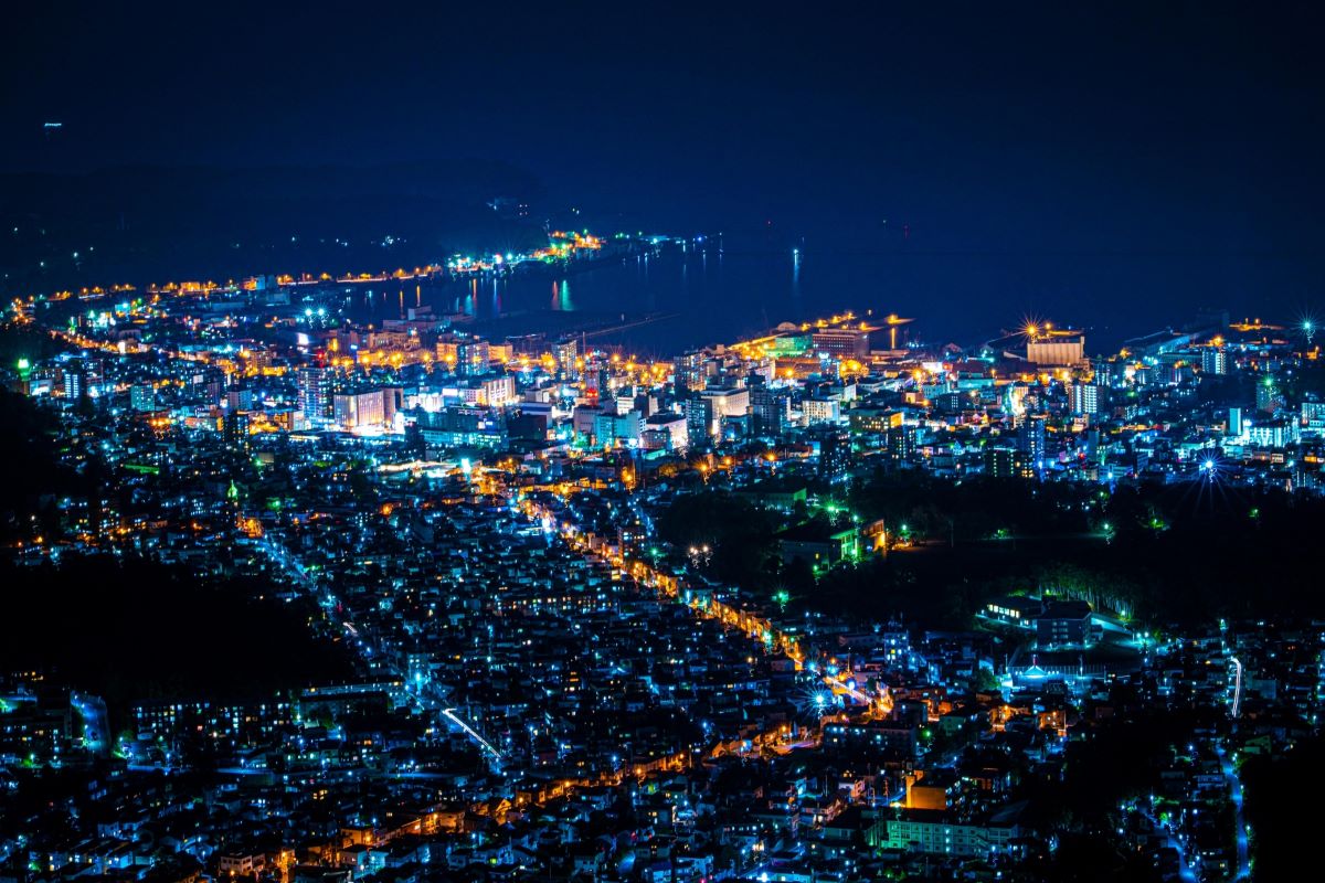 Night view of Otaru from Mount Tengu